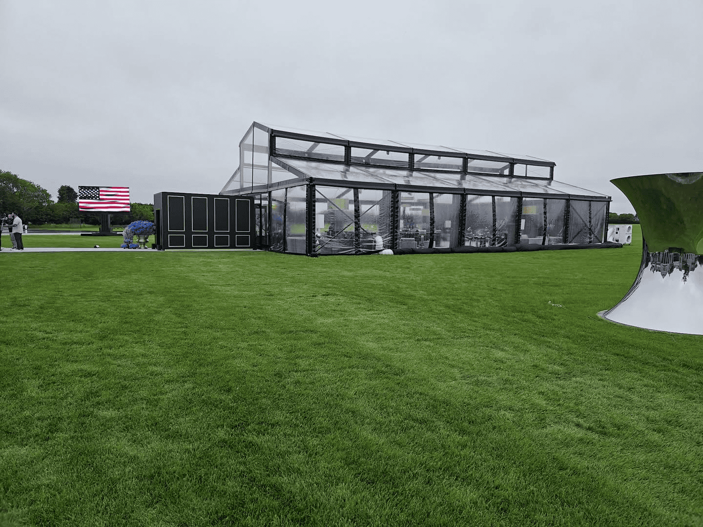 Luxury tent rental install with upgraded finishes and lighting