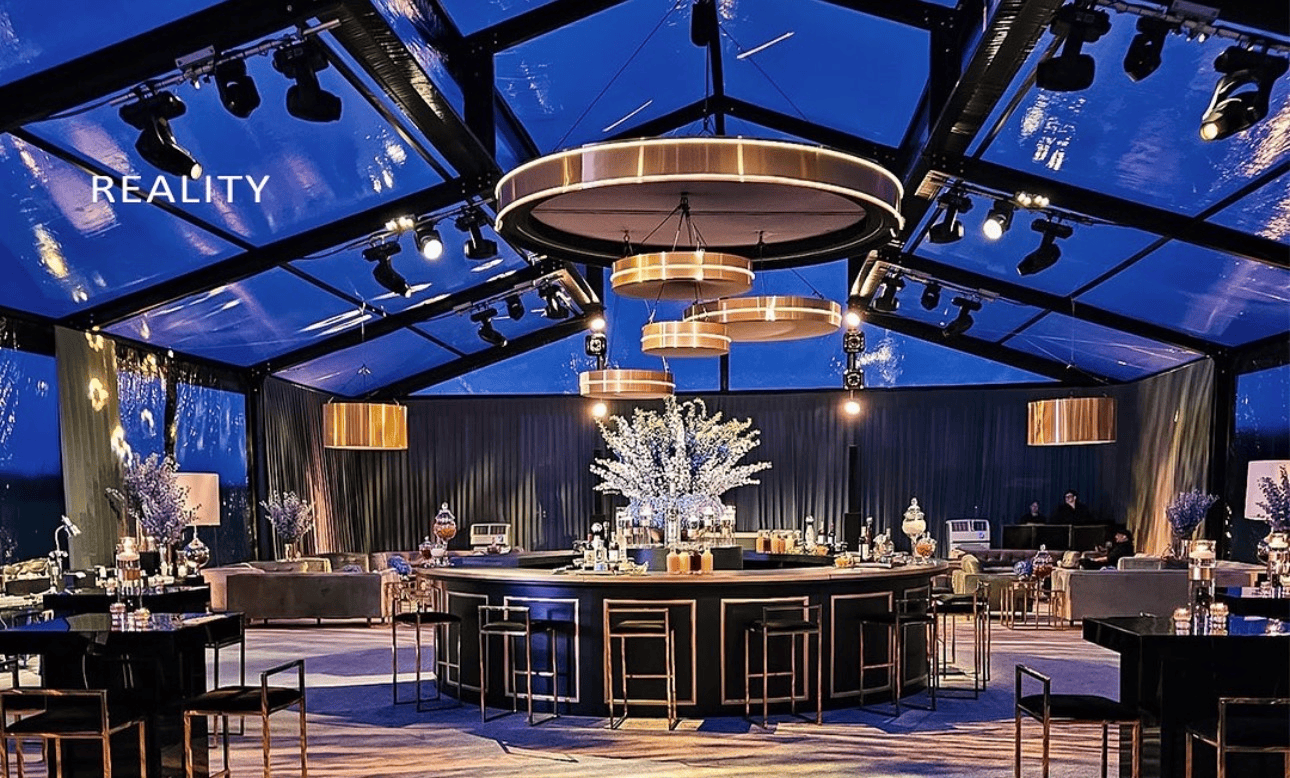 Luxury tent install with event lighting