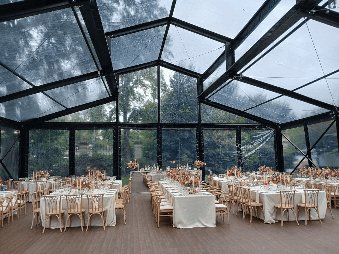 Luxury event install with lighting and seating