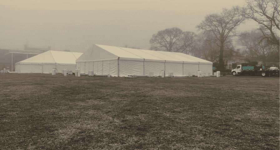 Disaster relief tent deployment