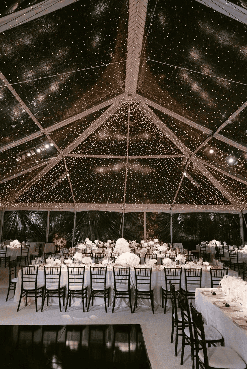 Clear top tent with transparent roof panels