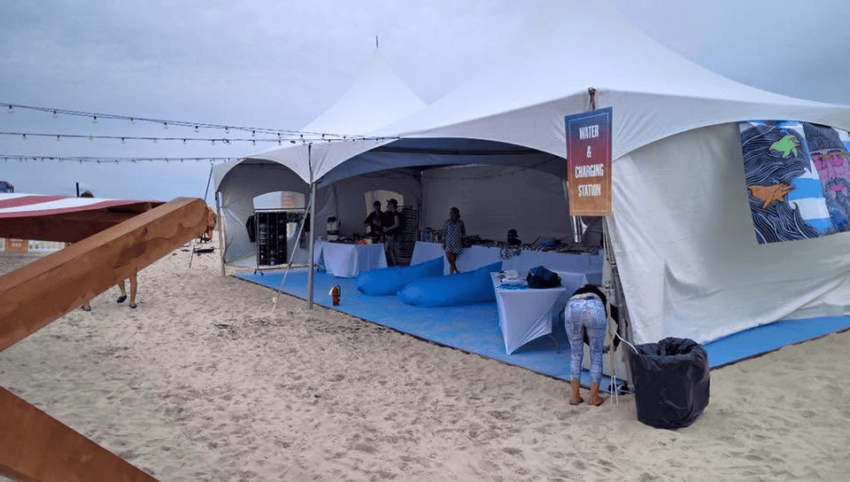 Joined high peak tent units forming one covered run