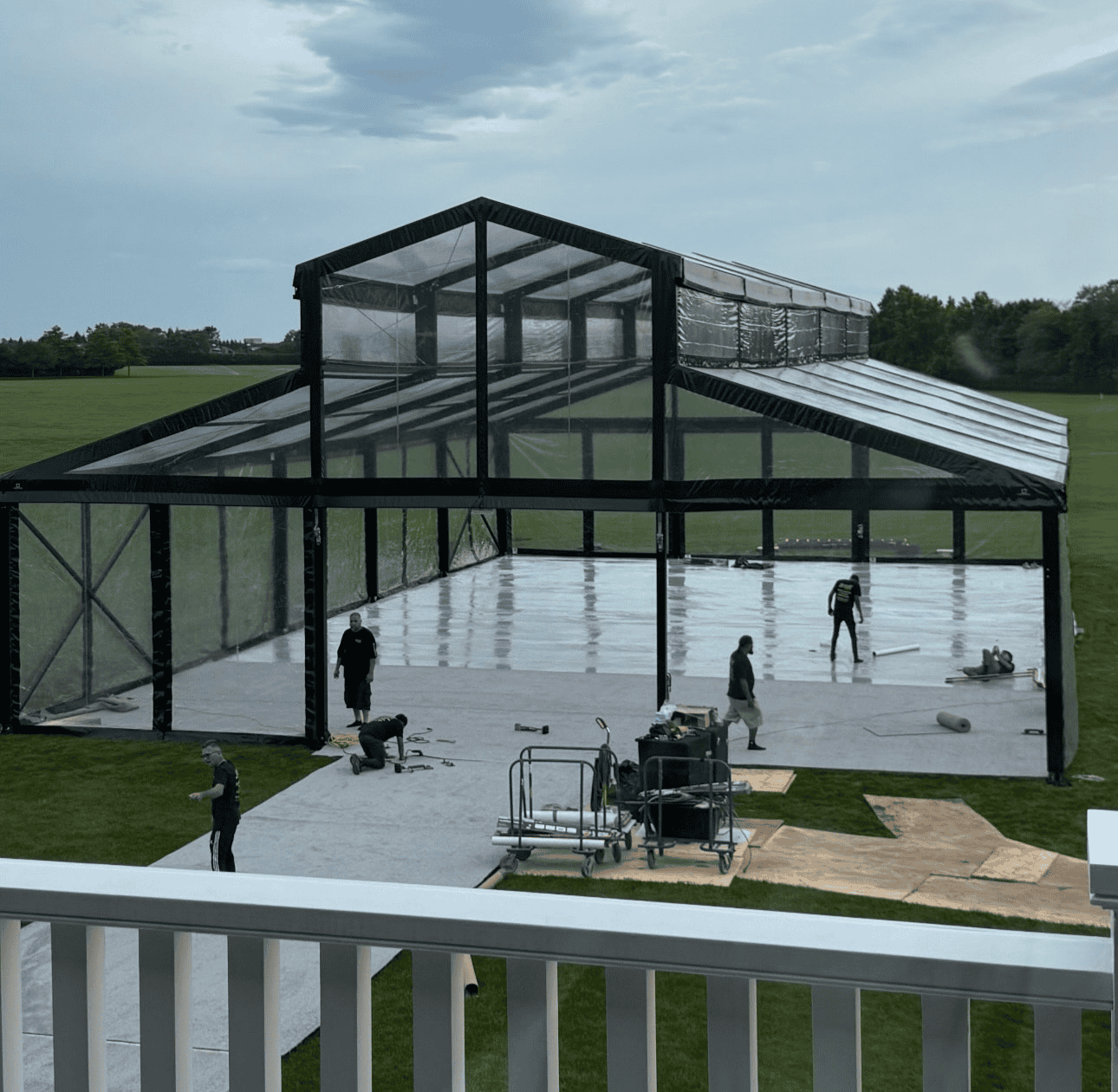 Open sided Levo structure with the property visible through the frame