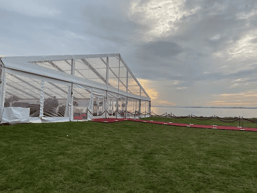 Structure tent covering a wide open floor
