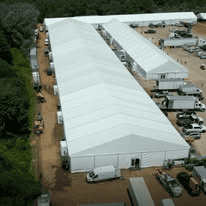 Clearspan structure tent with an aluminum frame and an open floor